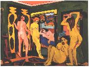 Ernst Ludwig Kirchner Bathing women in a room painting